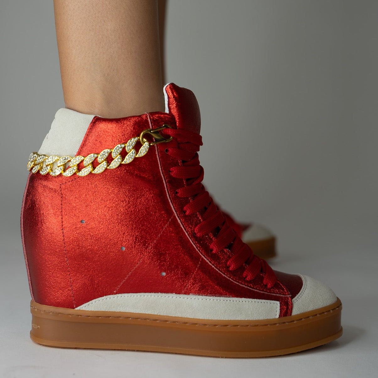 red high top wedge sneakers