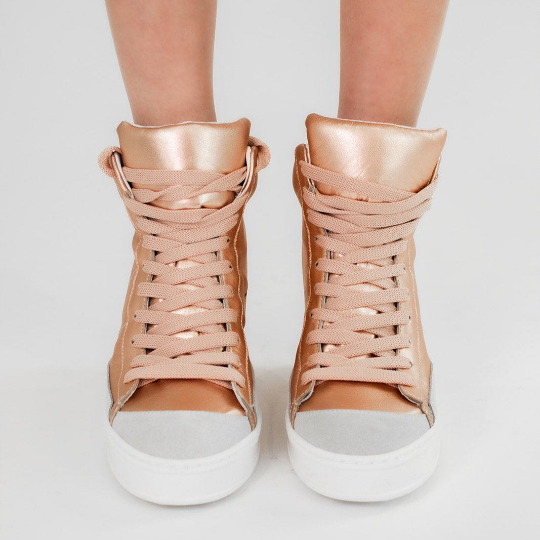Rose gold wedge sneakers clearance