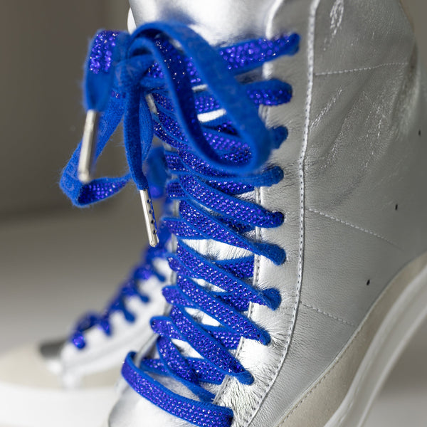 Blue Flash Crystal Logo Laces