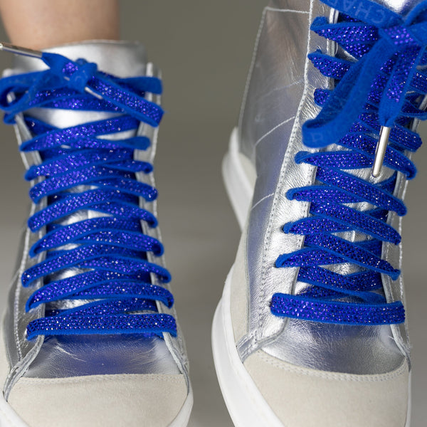 Blue Flash Crystal Logo Laces