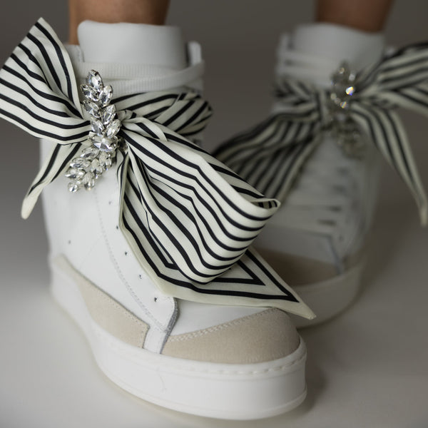 Fearless White Celine Bow High Top Wedge Sneaker