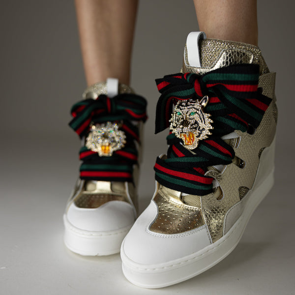 COURAGEOUS GOLD Tiger Wedge Sneaker