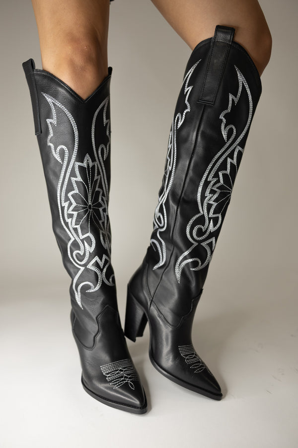 Molly Black Kidskin Leather Western Boot