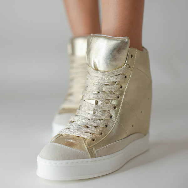Fearless Gold Metallic Wedge Sneaker