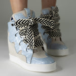 Courageous Pale Blue Croco Wedge Sneaker