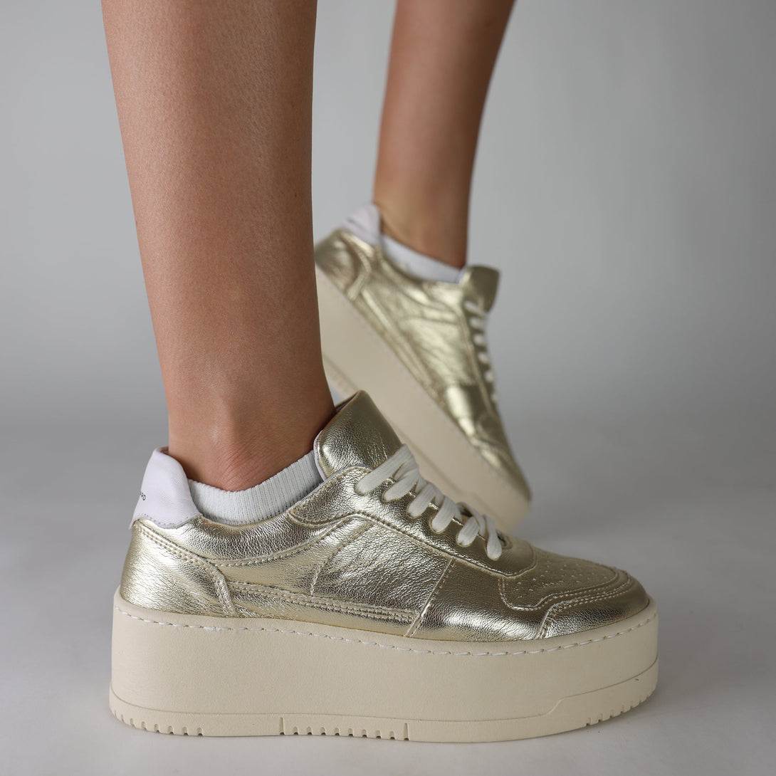 Logo Platform Sneakers in Metallic Ivory & Gold Metallic Platform Sneakers for Women | Nordstrom main image 4