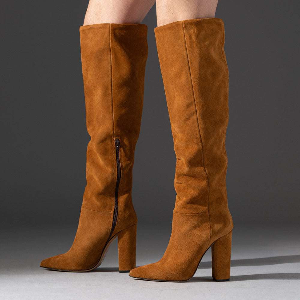 Lyric Caramel Heeled Boot | Cynthia Richard - Shop Luxury Shoes