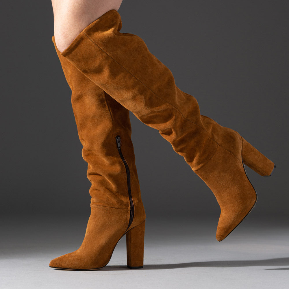 Caramel over 2025 the knee boots