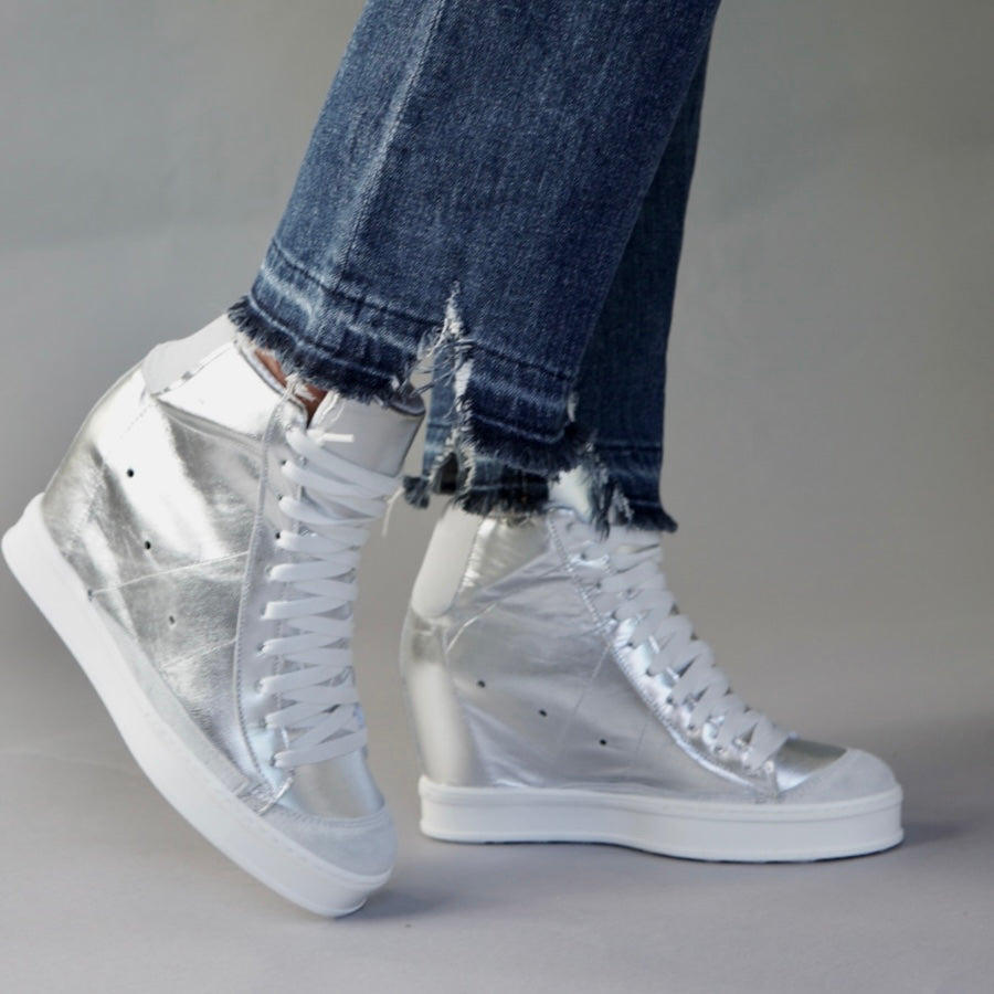 Fearless Silver Wedge Sneaker | Shop Luxury Shoes | CynthiaRichard