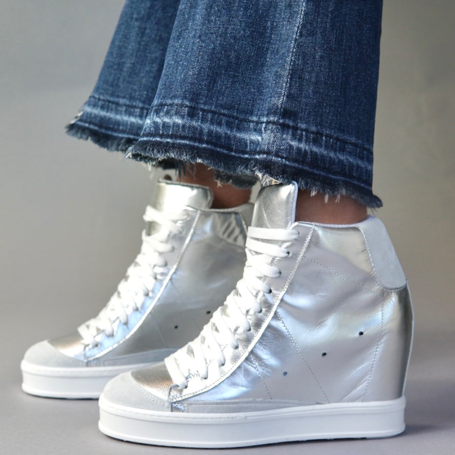 Fearless Silver Wedge Sneaker | Shop Luxury Shoes | CynthiaRichard